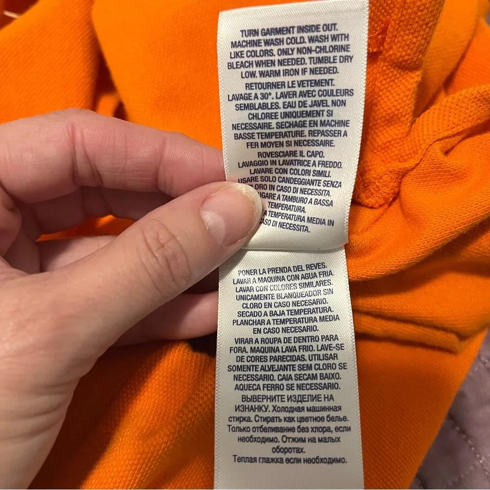 Polo Ralph Lauren short sleeve‎ shirt big pony orange green boys medium 10-12